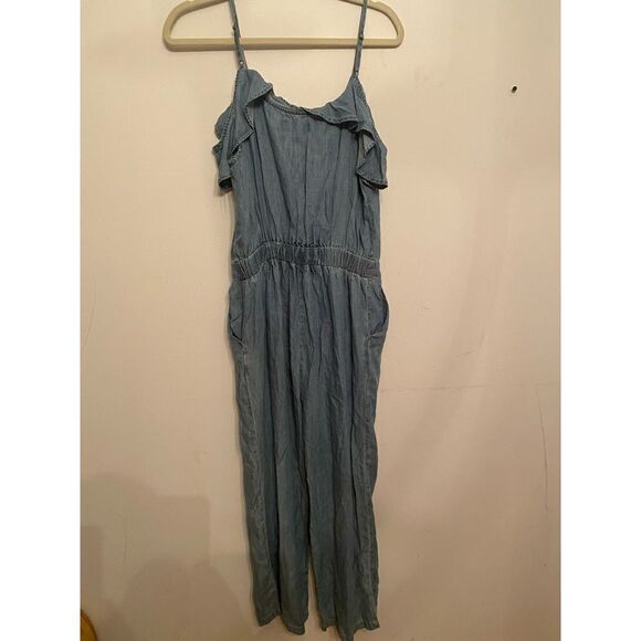 Anthropologie- Michael Stars Ruffled Open-Shoulder Jumpsuit - Picture 7 of 10